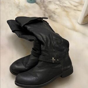 G-21 Black Leather Knee-High Boots